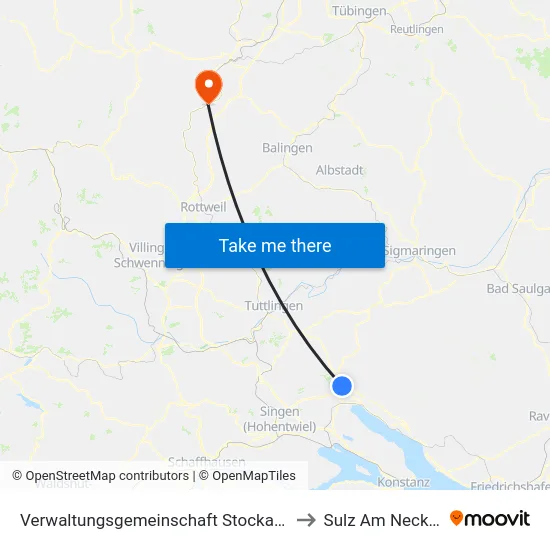 Verwaltungsgemeinschaft Stockach to Sulz Am Neckar map