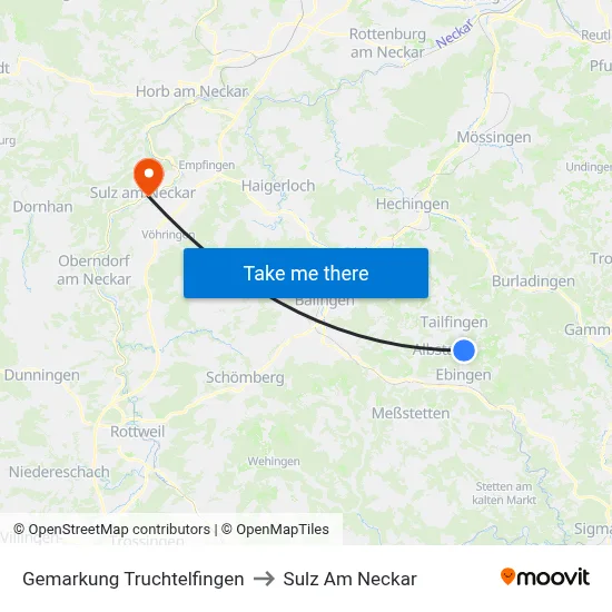 Gemarkung Truchtelfingen to Sulz Am Neckar map