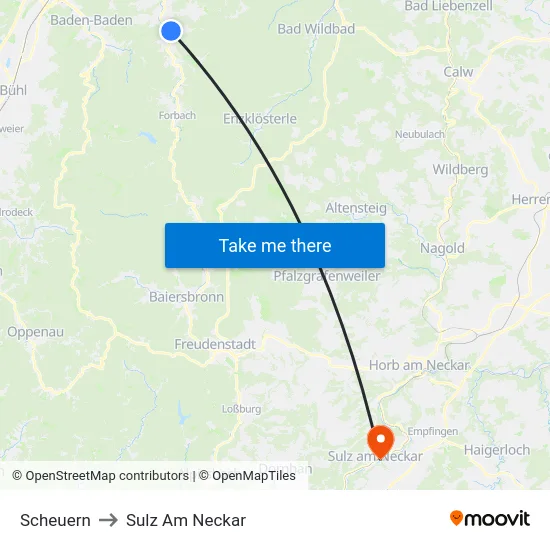 Scheuern to Sulz Am Neckar map