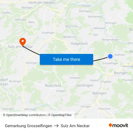 Gemarkung Grosselfingen to Sulz Am Neckar map