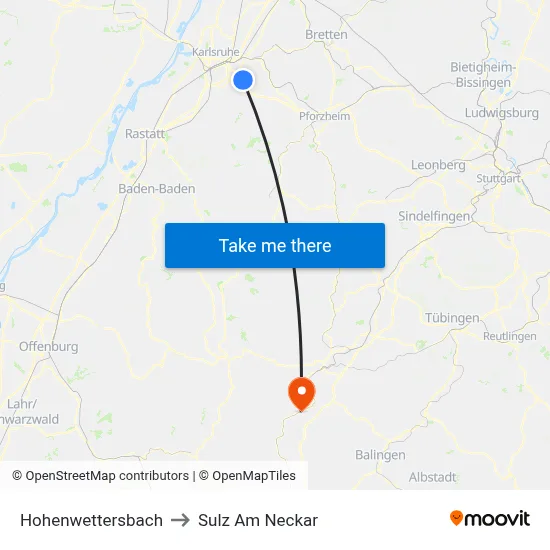 Hohenwettersbach to Sulz Am Neckar map