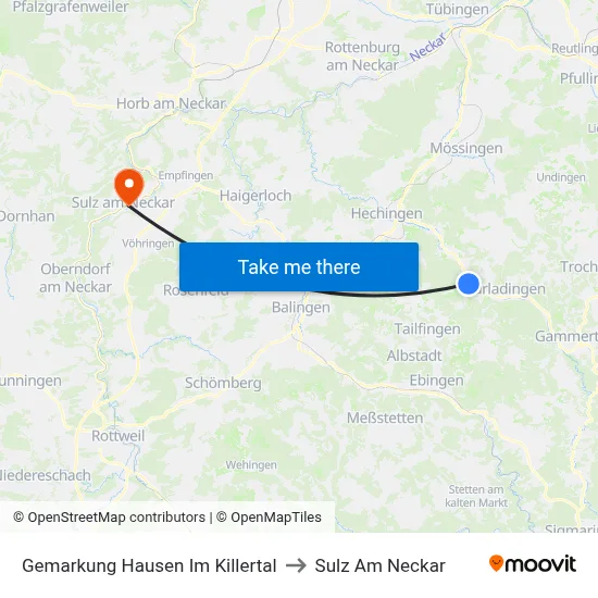 Gemarkung Hausen Im Killertal to Sulz Am Neckar map