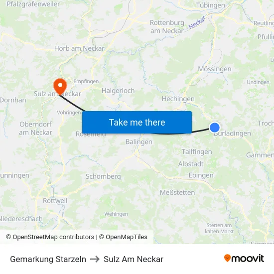 Gemarkung Starzeln to Sulz Am Neckar map