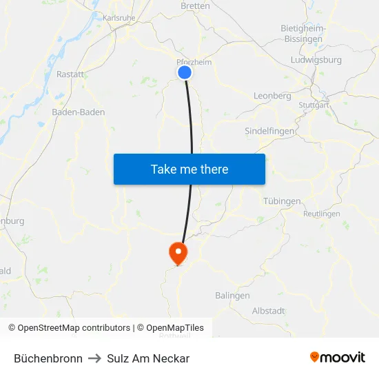 Büchenbronn to Sulz Am Neckar map
