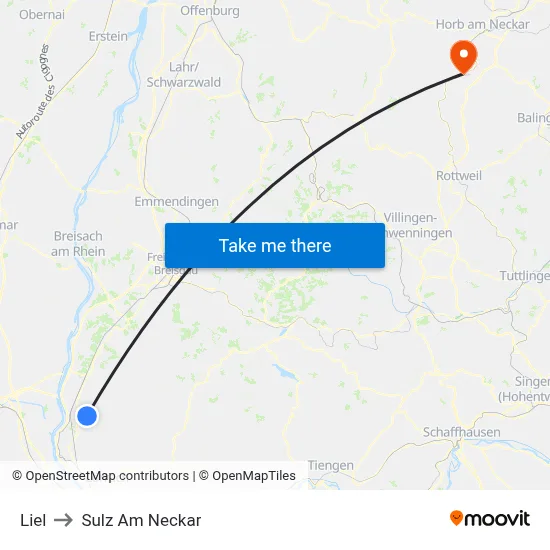 Liel to Sulz Am Neckar map