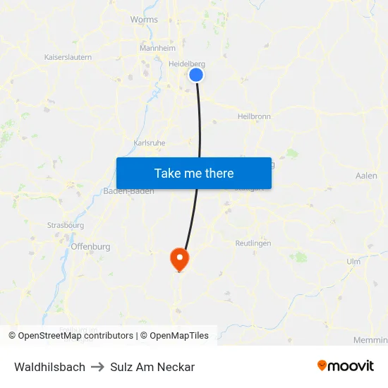 Waldhilsbach to Sulz Am Neckar map