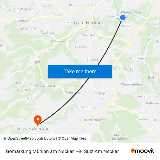 Gemarkung Mühlen am Neckar to Sulz Am Neckar map
