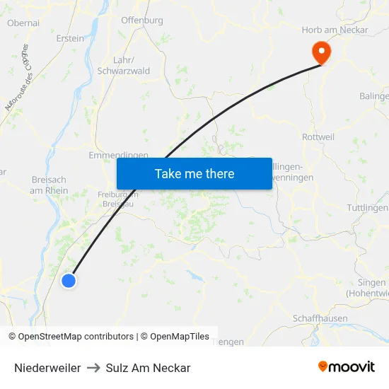 Niederweiler to Sulz Am Neckar map