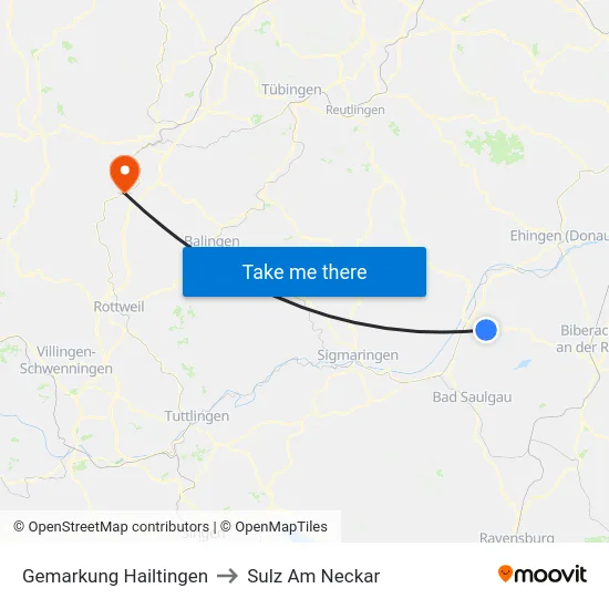Gemarkung Hailtingen to Sulz Am Neckar map