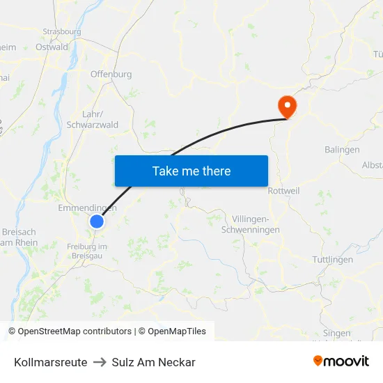 Kollmarsreute to Sulz Am Neckar map