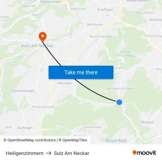Heiligenzimmern to Sulz Am Neckar map