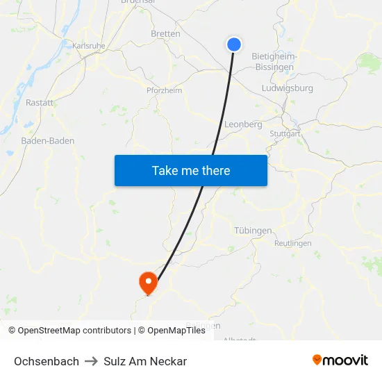 Ochsenbach to Sulz Am Neckar map