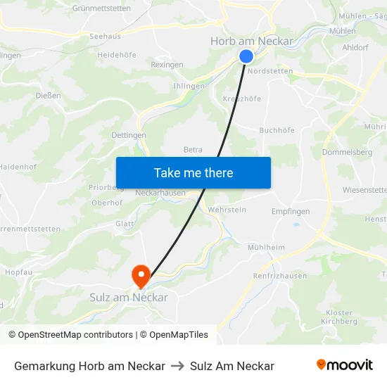 Gemarkung Horb am Neckar to Sulz Am Neckar map