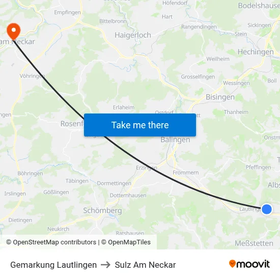 Gemarkung Lautlingen to Sulz Am Neckar map