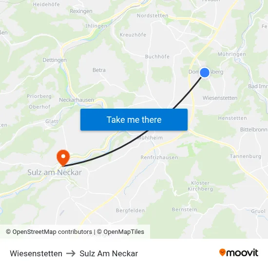 Wiesenstetten to Sulz Am Neckar map
