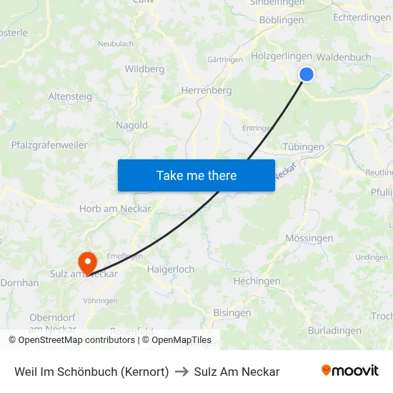 Weil Im Schönbuch (Kernort) to Sulz Am Neckar map