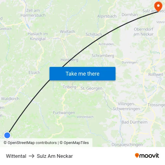 Wittental to Sulz Am Neckar map