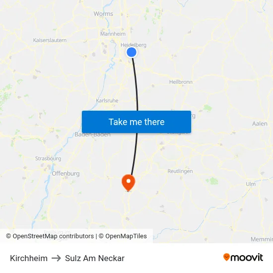 Kirchheim to Sulz Am Neckar map