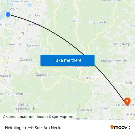 Helmlingen to Sulz Am Neckar map