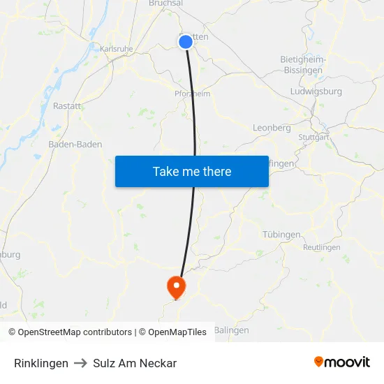 Rinklingen to Sulz Am Neckar map