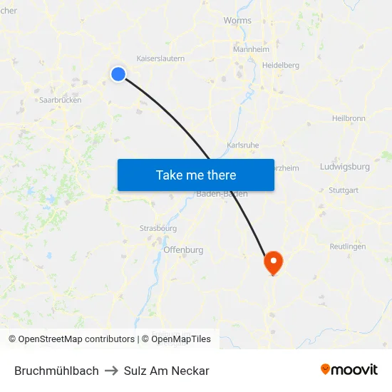 Bruchmühlbach to Sulz Am Neckar map