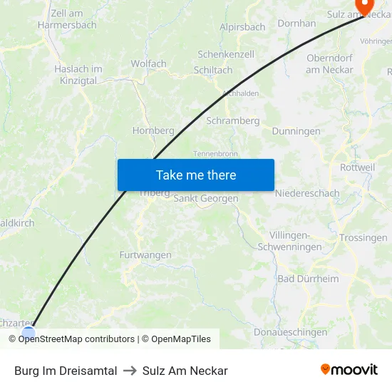 Burg Im Dreisamtal to Sulz Am Neckar map