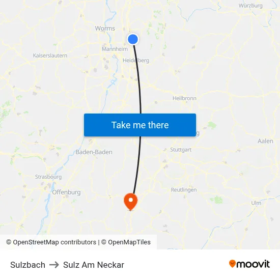 Sulzbach to Sulz Am Neckar map