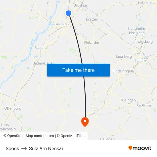 Spöck to Sulz Am Neckar map