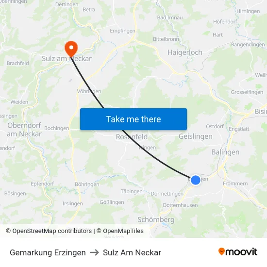 Gemarkung Erzingen to Sulz Am Neckar map