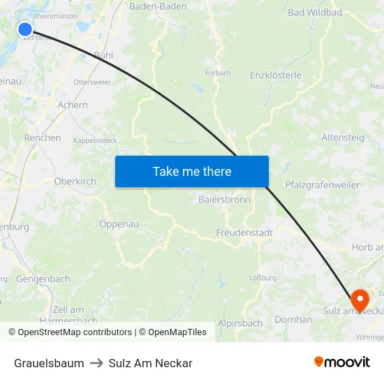 Grauelsbaum to Sulz Am Neckar map