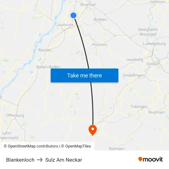 Blankenloch to Sulz Am Neckar map