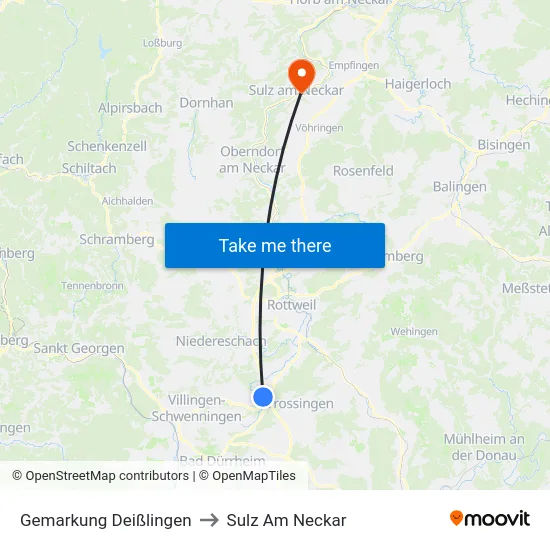 Gemarkung Deißlingen to Sulz Am Neckar map