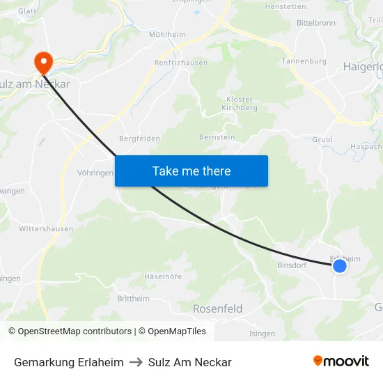 Gemarkung Erlaheim to Sulz Am Neckar map