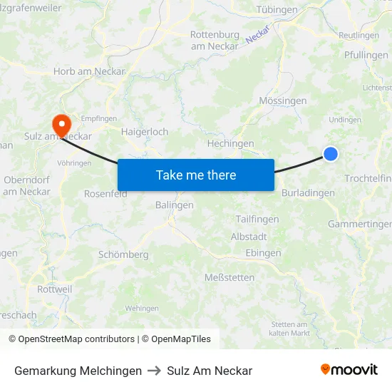 Gemarkung Melchingen to Sulz Am Neckar map