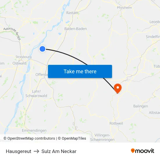 Hausgereut to Sulz Am Neckar map