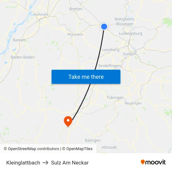Kleinglattbach to Sulz Am Neckar map