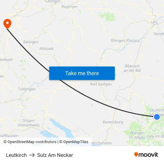 Leutkirch to Sulz Am Neckar map