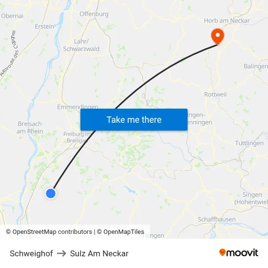 Schweighof to Sulz Am Neckar map