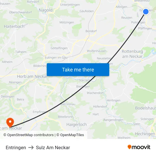 Entringen to Sulz Am Neckar map