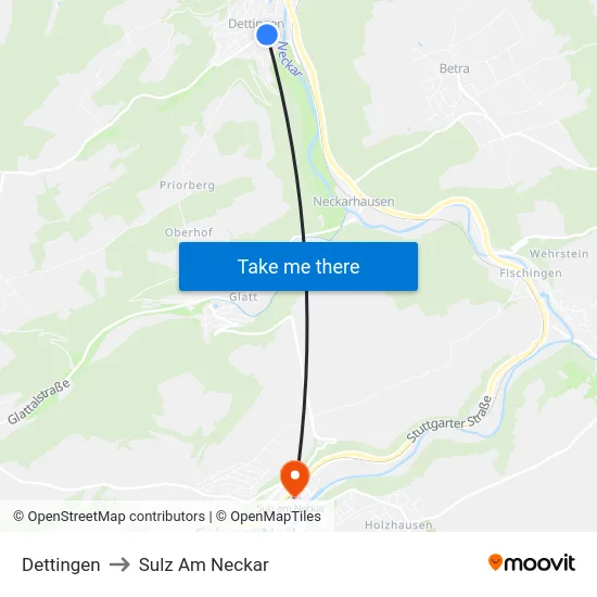 Dettingen to Sulz Am Neckar map