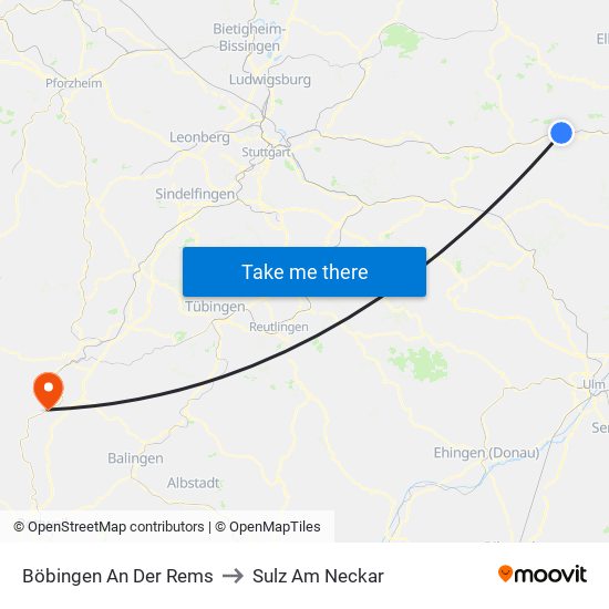 Böbingen An Der Rems to Sulz Am Neckar map