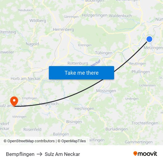 Bempflingen to Sulz Am Neckar map