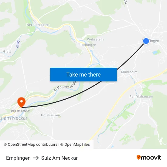 Empfingen to Sulz Am Neckar map