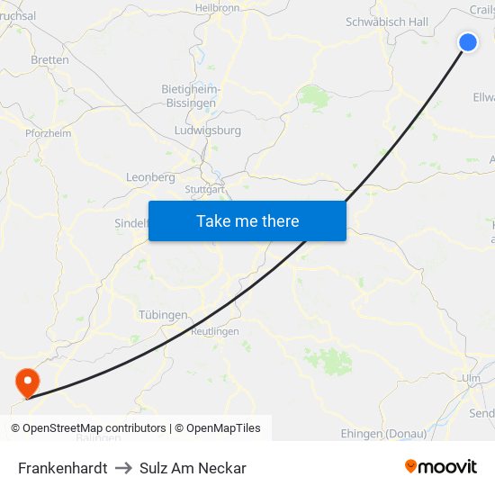 Frankenhardt to Sulz Am Neckar map