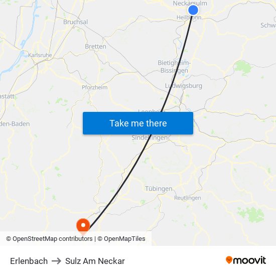 Erlenbach to Sulz Am Neckar map