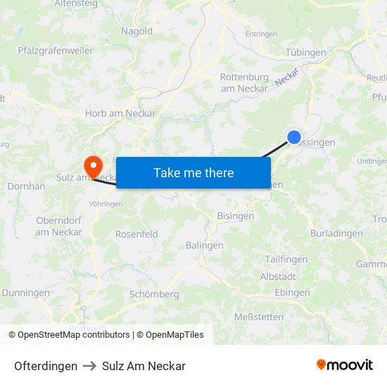Ofterdingen to Sulz Am Neckar map
