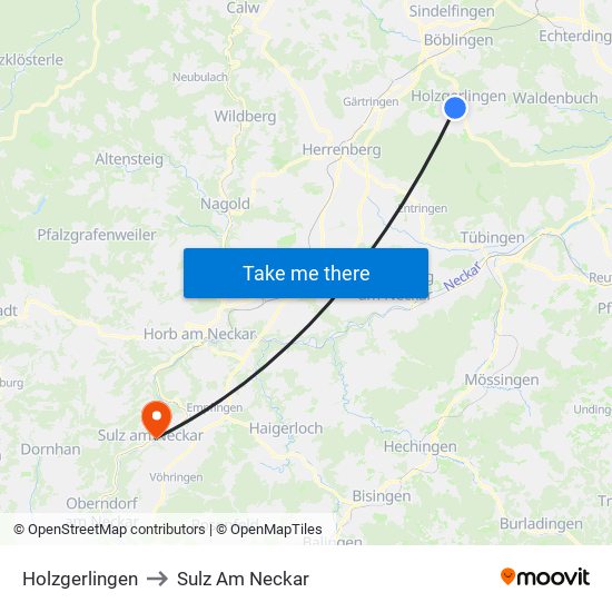 Holzgerlingen to Sulz Am Neckar map