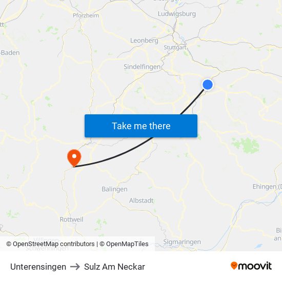 Unterensingen to Sulz Am Neckar map