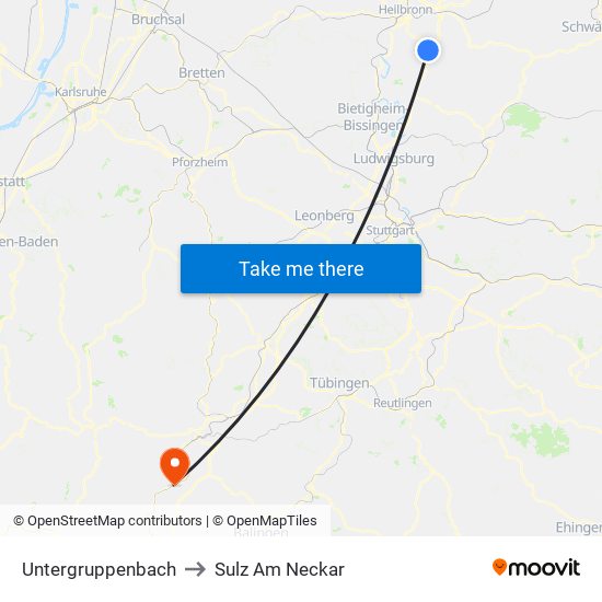 Untergruppenbach to Sulz Am Neckar map