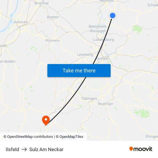 Ilsfeld to Sulz Am Neckar map